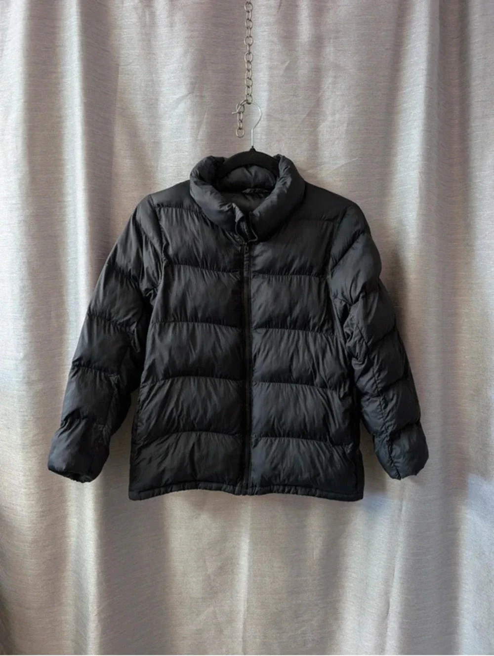 Kids Black Quilted Down Puffer Coat 9/10